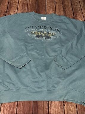 Colorado Mountain Graphic Crewneck Sweater - Dusty Teal